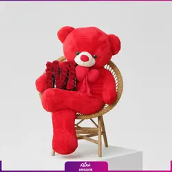 سفارش آنلاین رز باکس حرف M با خرس بزرگ| خرید باکس رز حرف M