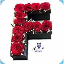 خرید اینترنتی باکس گل رز حرف انگلیسی اول اسم F (ارسال به سراسر ایران )