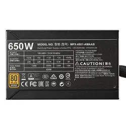 منبع تغذیه کامپیوتر کولر مستر مدل MasterWatt 650 Bronze Semi