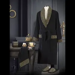 سرویس حوله پالتویی یکنفره گلد مشکی نارین ساپ