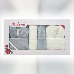 سرویس حوله پالتویی دونفره Modena نقره ای/سفید