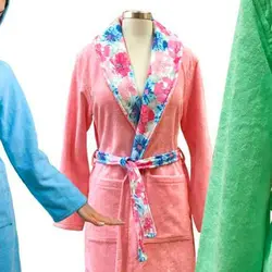 حوله پالتویی کلاه دار پامچال صورتی پودایران