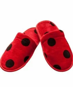 دمپایی حوله ای خالدار قرمز پودایران