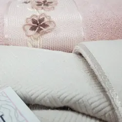 سرویس حوله پالتویی دونفره CEVAHIR بژ گلبهی