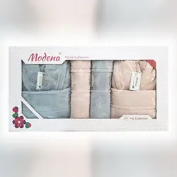 سرویس حوله پالتویی دونفره Modena طوسی/گلبهی