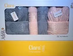 سرویس حوله پالتویی دونفره Clara گلبهی/طوسی