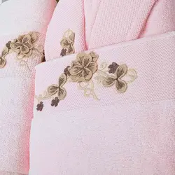 سرویس حوله پالتویی دونفره Bello صورتی/نسکافه