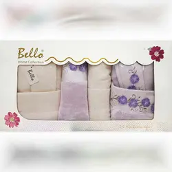 سرویس حوله پالتویی دونفره Bello یاسی/کرم