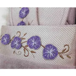 سرویس حوله پالتویی دونفره Bello یاسی/کرم