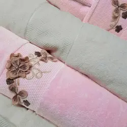 سرویس حوله پالتویی دونفره Bello صورتی/بژ