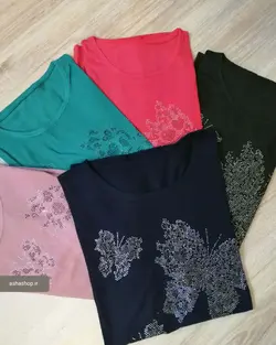 تی‌شرت نگینی پروانه‌ای