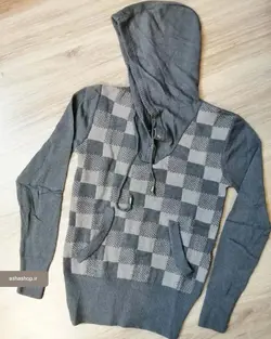 بلوز بافت کلاه‌دار چهارخونه