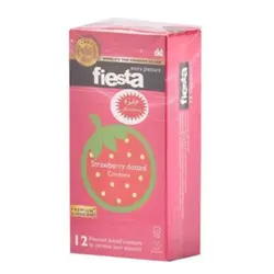 کاندوم خاردار فیستا مدل Strawberry Dotted بسته 12 عددی