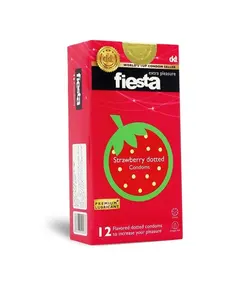 کاندوم خاردار فیستا مدل Strawberry Dotted بسته 12 عددی