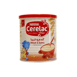 سرلاک گندم و خرما به همراه شیر نستله مناسب کودکان از پایان 6 ماهگی 400 گرم