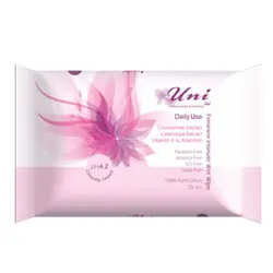 دستمال مرطوب و معطر پاک کننده بانوان روزانه یونی لد 20 عددی