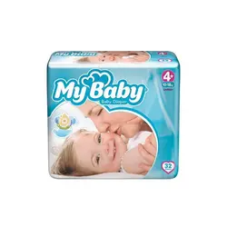 پوشک مای بیبی سایز 4Plus سری مهربان با پوست مدل Chamomile بسته 32 عددی