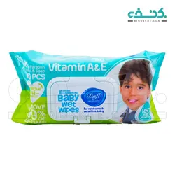 دستمال مرطوب پاک کننده کودک حاوی ویتامین A و E دافی