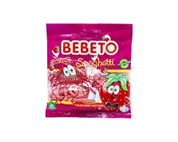 پاستیل شکری رشته ای با طعم توت فرنگی ببتو Bebeto Strawberry Spaghetti