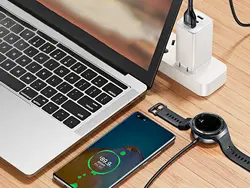 کابل سوپر شارژ دوکاره بیسوس مدل Cafule Series One-for-two Data Cable USB to C+ Watch Charging Dock CA1T2-G1 با قابلیت شارژ ساعت هوشمند هوآوی