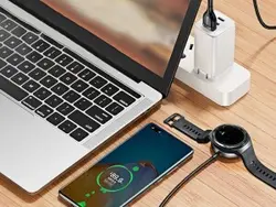 کابل سوپر شارژ دوکاره بیسوس مدل Cafule Series One-for-two Data Cable USB to C+ Watch Charging Dock CA1T2-G1 با قابلیت شارژ ساعت هوشمند هوآوی