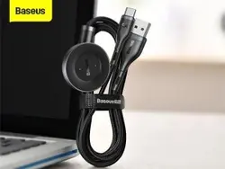کابل سوپر شارژ دوکاره بیسوس مدل Cafule Series One-for-two Data Cable USB to C+ Watch Charging Dock CA1T2-G1 با قابلیت شارژ ساعت هوشمند هوآوی