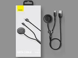 کابل سوپر شارژ دوکاره بیسوس مدل Cafule Series One-for-two Data Cable USB to C+ Watch Charging Dock CA1T2-G1 با قابلیت شارژ ساعت هوشمند هوآوی