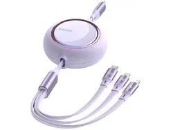 کابل قرقره‌ای تایپ سی سه کاره بیسوس مدل Bright Mirror One-for-Three Retractable Data Cable 100W CAMLC-AMJ01