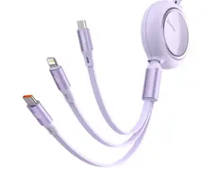 کابل قرقره‌ای تایپ سی سه کاره بیسوس مدل Bright Mirror One-for-Three Retractable Data Cable 100W CAMLC-AMJ01