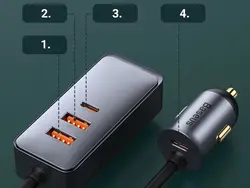 شارژر فندکی 120 وات بیسوس مدل Share Together CCBX-120C2 CCBT-A0G Car Charger