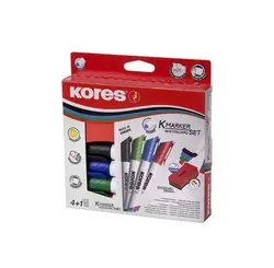 ماژیک وایت برد کورس بسته 4 عددی + تخته پاکن
