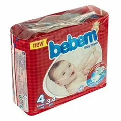 پوشک ببم سایز 4 بسته 34 عددیBebem diaper size 4 pack of 34