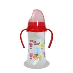شیشه شیر ارتودنسی دهانه عریض دسته دار بی بی لند 300 میلی لیتر مدل 407Baby land baby bottle 300ml code 407