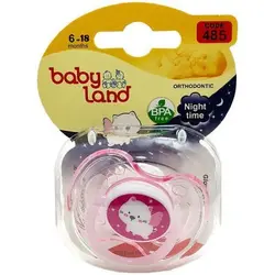 پستانک ارتودنسی شب تاب بی بی لند طرح گربه 6 تا 18 ماه مدل 485Baby Land Cat Orthodontic Pacifier 6-18m