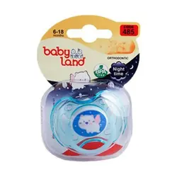 پستانک ارتودنسی شب تاب بی بی لند طرح گربه 6 تا 18 ماه مدل 485Baby Land Cat Orthodontic Pacifier 6-18m