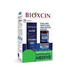 پک شامپو ضد ریزش روزانه بیوکسین Bioxcin حجم 300 میل و بسته 60 عددی قرص تقویت مو