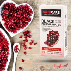 کاندوم سوئیس کر مدل BLACK POMEGRANATE بسته 12 عددی