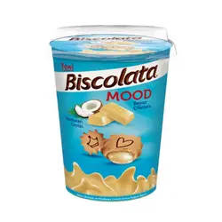 بیسکویت شکلاتی کرم نارگیلی بیسکولاتا 125 گرم آبی