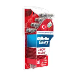 خود تراش ژیلت مدل Blue 3 سه تیغه بسته 8 عددی