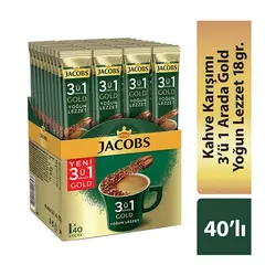 قهوه فوری جاکوبز 3 در 1 مدل گلد غلیظ بسته 40 عددی