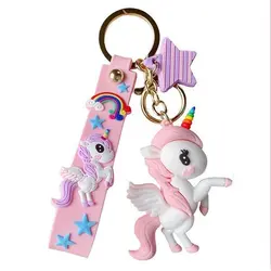 جاکلیدی دخترانه طرح یونیکورن سایز بزرگ با گیره طلایی