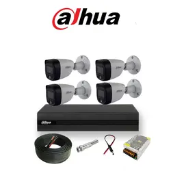 پکیج 4 دوربین مداربسته حرفه ای دید درشب رنگی داهوا سری هوشمند (پلاک خوان و تشخیص چهره در شب) 1209CMP
