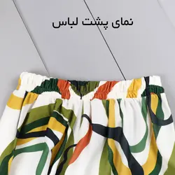 شلوار بگ طرح سبز زمینه سفید