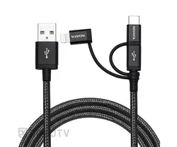 کابل شارژ تلفن همراه USB به لایتنینگ/MicroUSB/USB-C ای دیتا مدل AMCL23IN1 طول ۱ متر