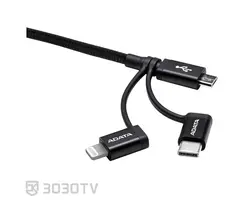 کابل شارژ تلفن همراه USB به لایتنینگ/MicroUSB/USB-C ای دیتا مدل AMCL23IN1 طول ۱ متر