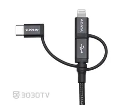 کابل شارژ تلفن همراه USB به لایتنینگ/MicroUSB/USB-C ای دیتا مدل AMCL23IN1 طول ۱ متر