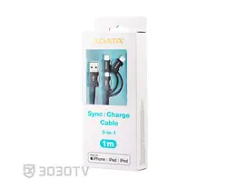 کابل شارژ تلفن همراه USB به لایتنینگ/MicroUSB/USB-C ای دیتا مدل AMCL23IN1 طول ۱ متر