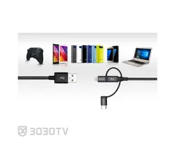 کابل شارژ تلفن همراه USB به لایتنینگ/MicroUSB/USB-C ای دیتا مدل AMCL23IN1 طول ۱ متر