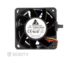 فن آکسیال ۶ در ۶ سانتی متر ۱.۲ آمپر ۱۲ ولت دلتا مدل FFB0612EHE