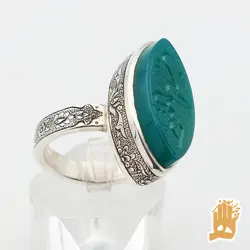 انگشتر صفوی قلم نگین عقیق خراسانی دستساز